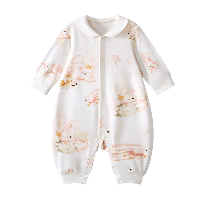 Babycare Camellia One-piece Spring Newborn Romper Baby Clothes Cream Rabbit 80cm