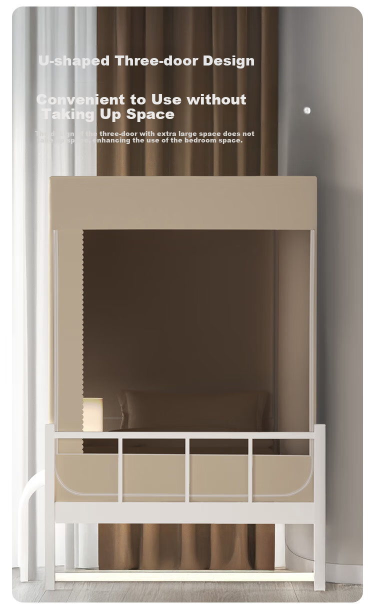 MINISO Dormitory Mosquito Net for Bunk Beds, College Student Blackout Bed Curtain, No-Installation Spliced Frame, Single Person 0.9-Meter Bed Bunk 7