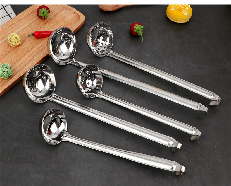 Caitang Thickened Stainless Steel Hooked Soup Ladle Long Handle Soup Spoon Hanging Soup Ladle Small 7CM Jingcang 9