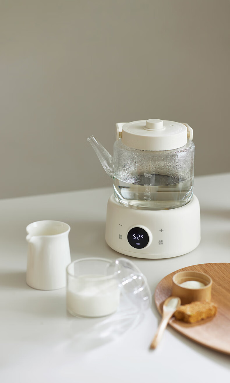 Olayks Instant Full Glass Health Kettle Electric Water Boiler Pure Glass No Glue Small Office Multi-Functional Temperature Control Tea and Flower Tea Kettle 15