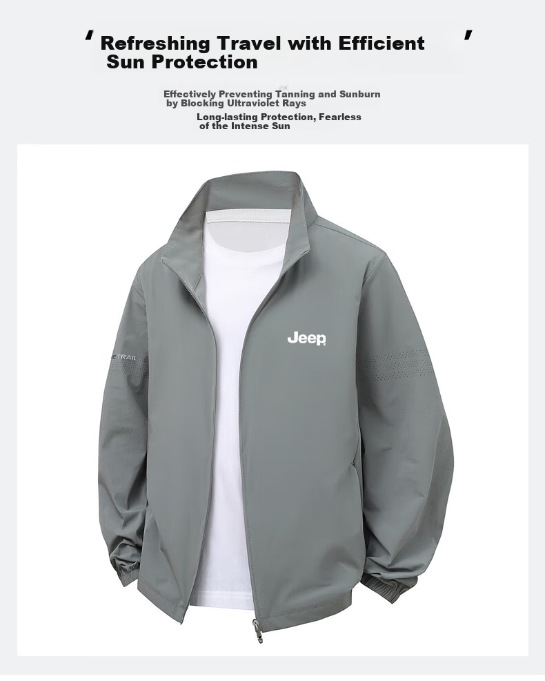 JEEP Sun Protection Clothing for Men And Couples, Outdoor Ice Silk Sun Protection Garment, Lightweight Outdoor Fishing Wear, Breathable Sun-Blocking Hooded Skin Coat 1