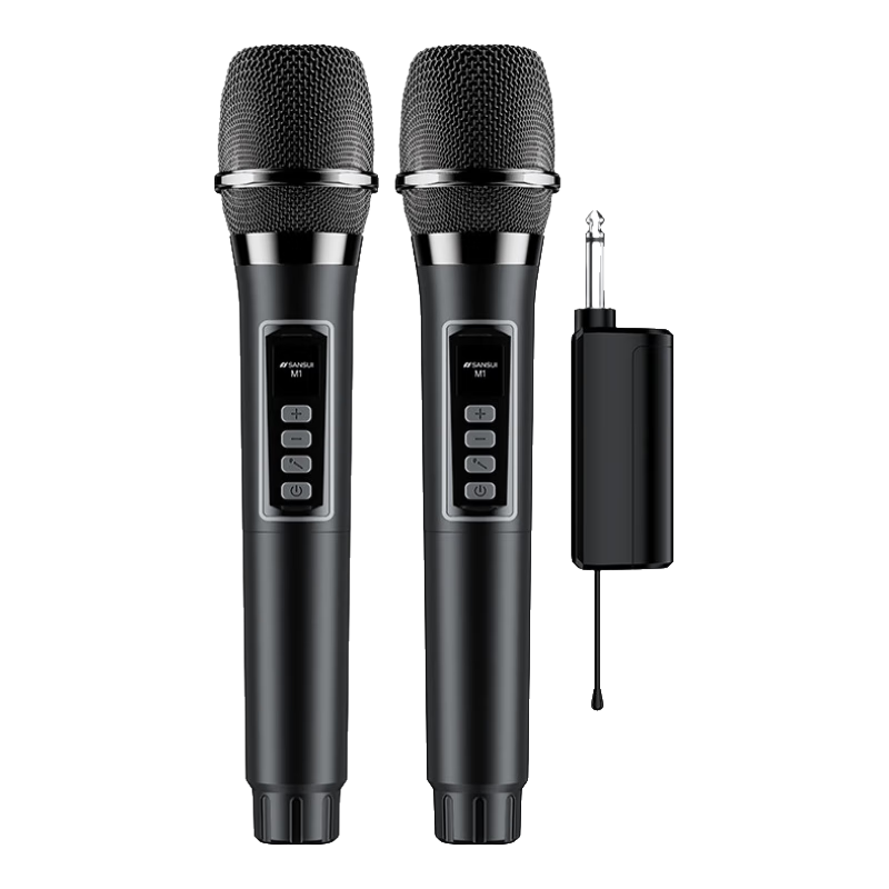 SANSUI M1 Wireless Microphone System for Home Singing, Karaoke, Outdoor Stage, KTV, Hosting Meetings, And Live Streaming with Dual Mics