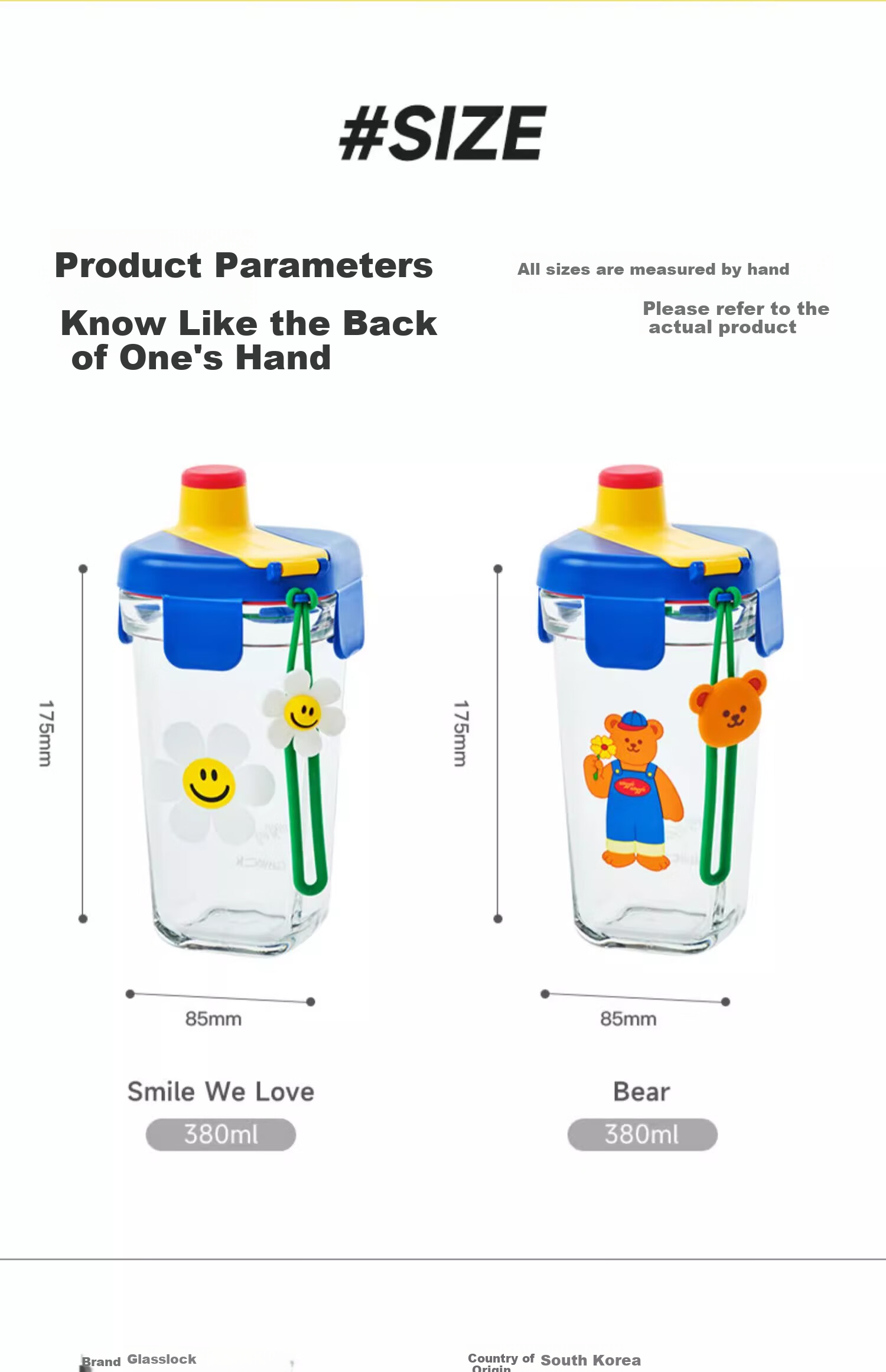 GLASSLOCK Glass Cup, Stylish Water Bottle, Cute Breakfast Oatmeal Milk Cup, Co-Branded with Wigglewiggle, 450ml 4