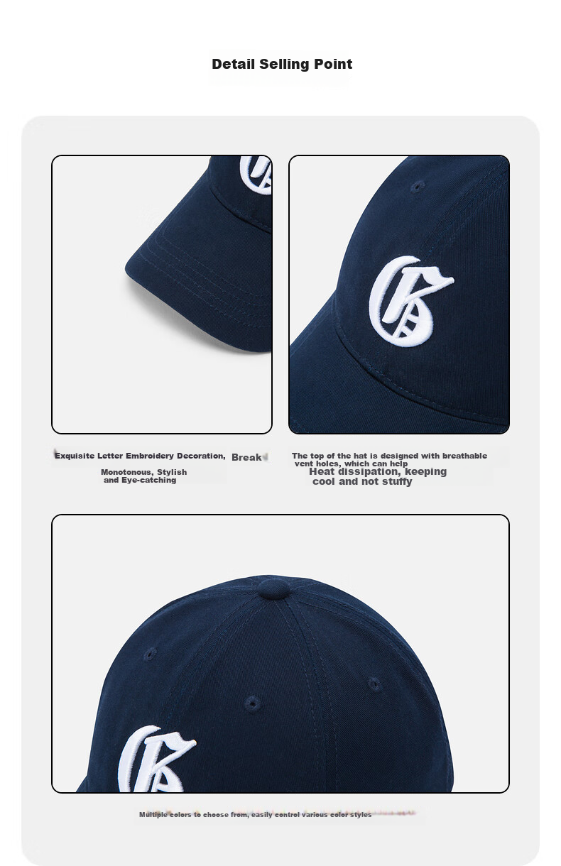 GXG Baseball Cap for Men, 2023 Fashion Versatile Summer Face-Slimming, Navy Blue, One Size Fits All 2