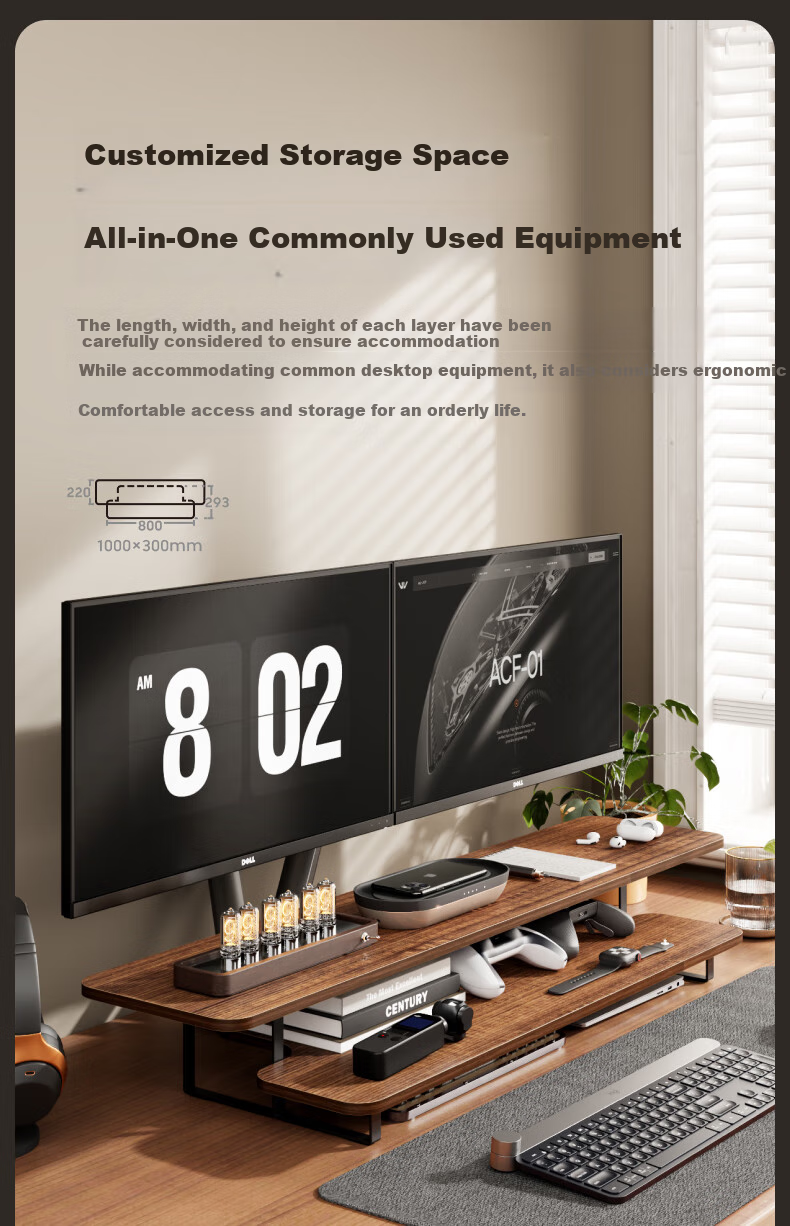 Brateck Beihu Dual-Layer Monitor Riser Stand Desktop Computer Stand Laptop Stand G700S Brown 8