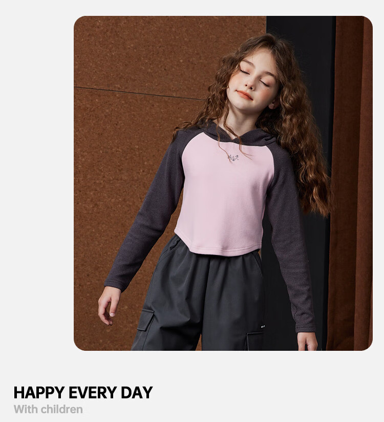 ASK JUNIOR Girls' Autumn Set, Long-Sleeve Hooded T-Shirt, Elastic Yoga Pants, Sports Two-Piece Set, Pink, Size 120 5