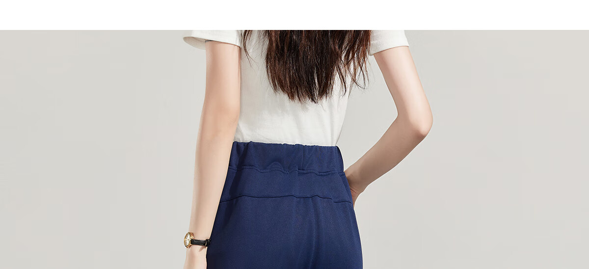 PinCai Women's Sports Pants Simple Solid Color Loose Straight Leg Elastic Waist Casual Pants P12KK5812 37