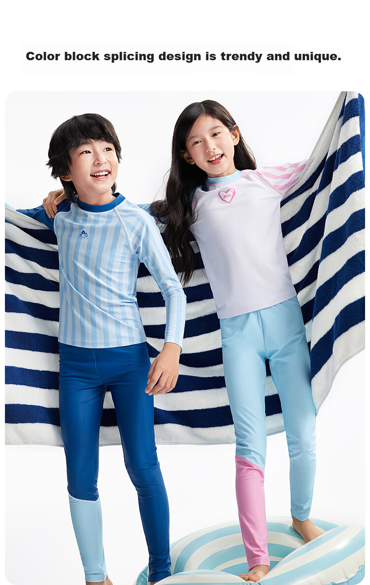 Annil Children's Clothing, Boys And Girls Two-Piece Swimsuit, Long-Sleeve Set, 2025 Summer New Style, Elastic Splicing, Sun Protectio 3