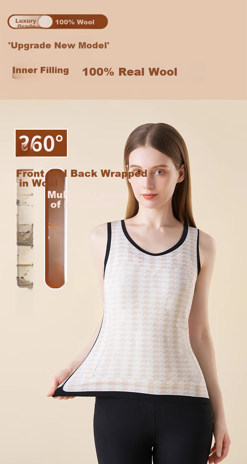 LangSha 100% Wool Thermal Vest for Women, Winter Seamless Heat-Generating Undershirt, Antibacterial Fleece-Lined Thick Base Layer Underwear 1