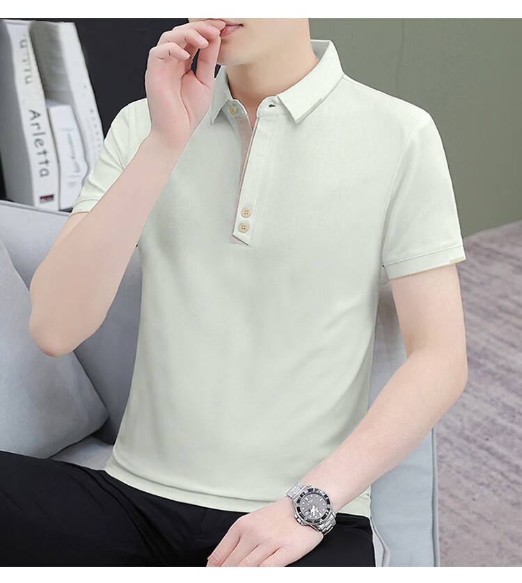 TUCANO Short-Sleeve T-Shirt for Men, Summer Cool-Feeling Collared Versatile Polo Undershirt, Business Casual Top Menswear, Black L 8
