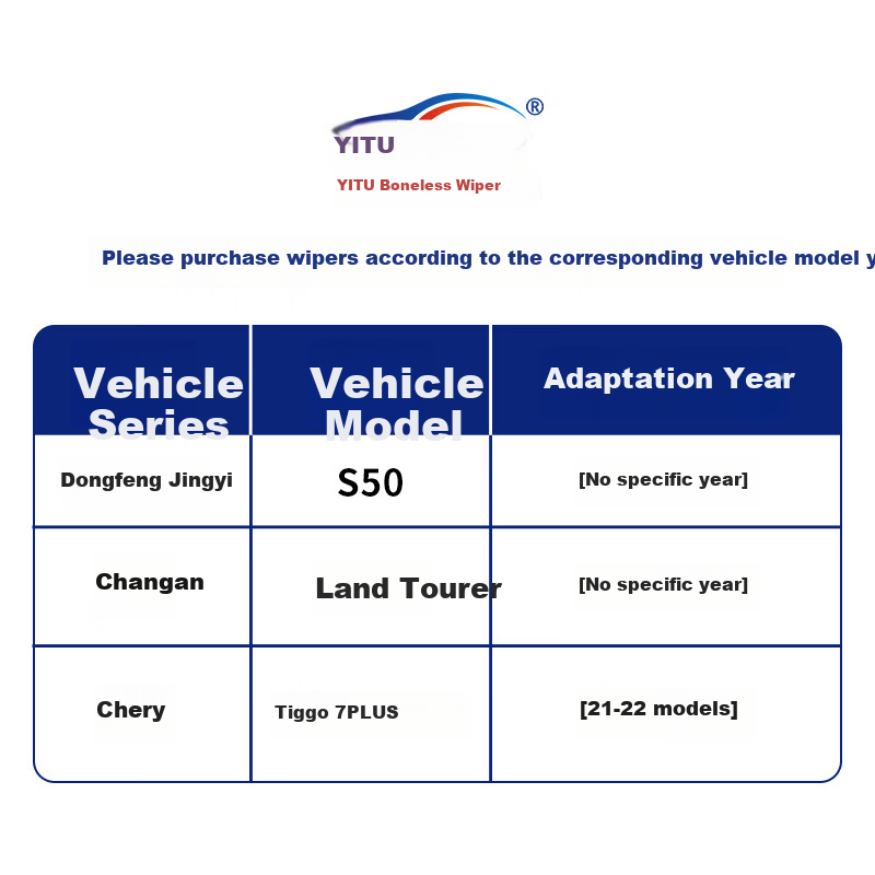 Комплект каркасных щеток стеклоочистителя YITU для Dongfeng Jingyi S50/Changan Lantozhe/Qixi Ruihu 7 Plus (2021-2022), 2 шт.