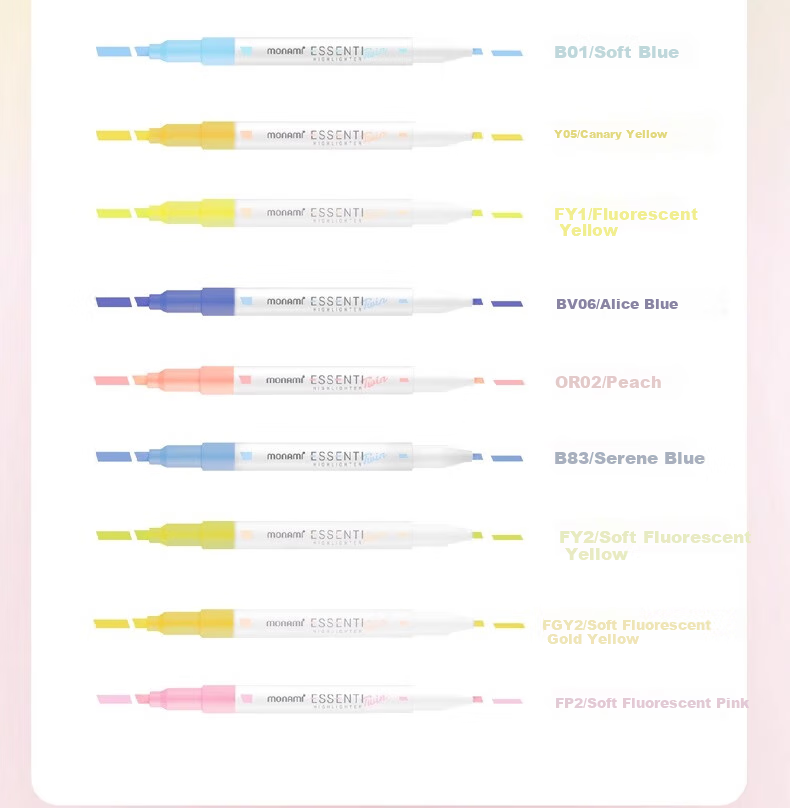 Monami Imported Double-Ended Highlighter Pen, Large Capacity for Students' Note-Taking And Marking, Colorful Pen Set, Dreamy 10-Color Set 06023Z10-FC 10