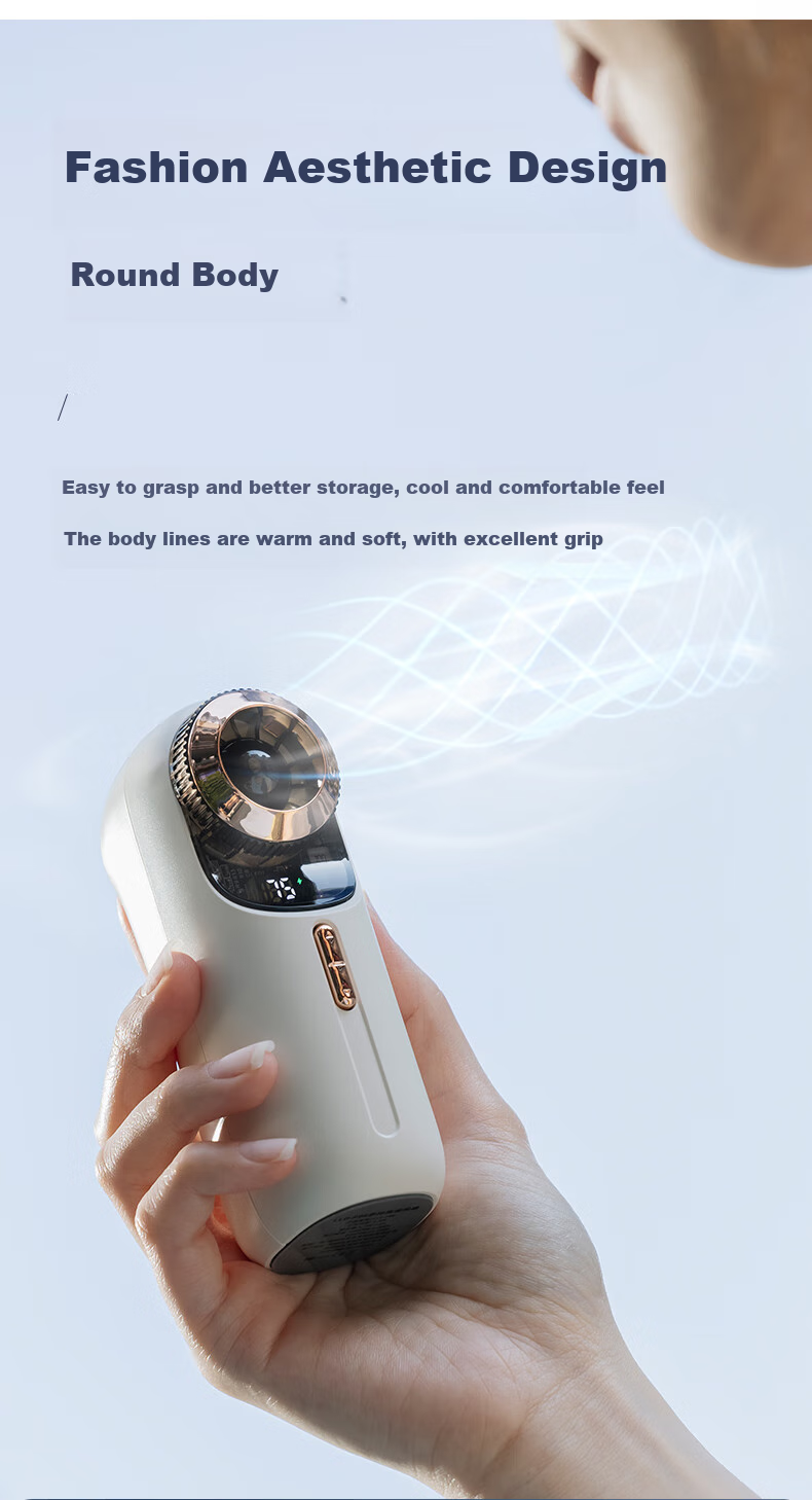 HOMBORSY Wind Treasure Small Handheld Fan Portable Mini Turbine Electric Fan Stepless Speed Adjustment High-Speed Energy-Saving Rechargeable Compact Personal Handheld Quiet Fan for Women F96 Ivory White 16