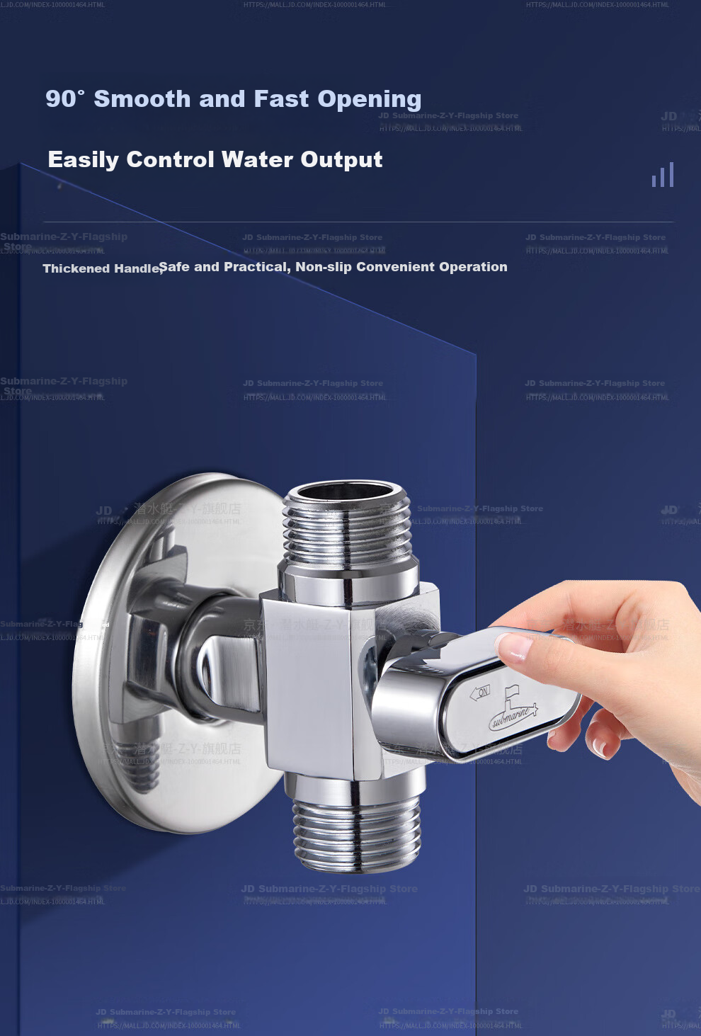 Submarine F2103, One-In Brass Ball Valve Angle Valve, Full-Open High-Flow Gas Water Heater Hot And Cold Valve 11