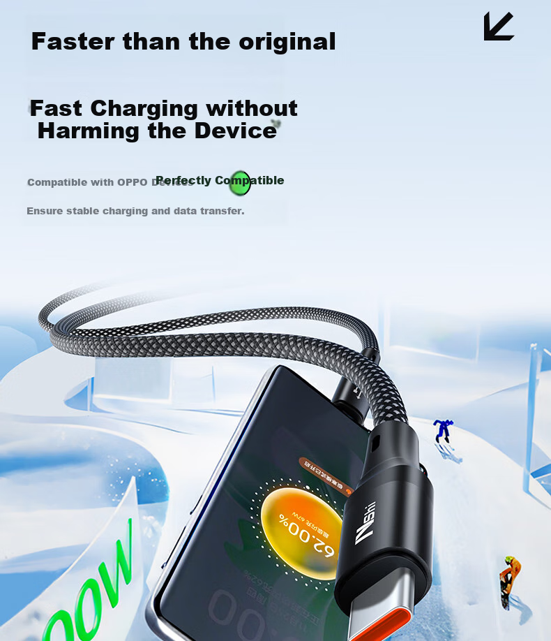 Nengshi Compatible with OPPO Data Cable, Type-C Charging Cable, 80W/65W Super Fast Charging, for FindX7/6/5/Reno12/11/10/9 Zhenwo Phones, Flash Charging Cable, 1 Meter 13