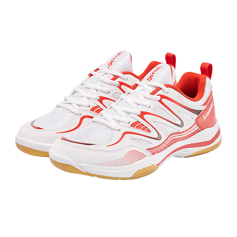 KAWASAKI Featherweight Badminton Shoes Durable Non-Slip Shock Absorption Breathable Training Competition Unisex Feitian Series Vermilion Red Size 38
