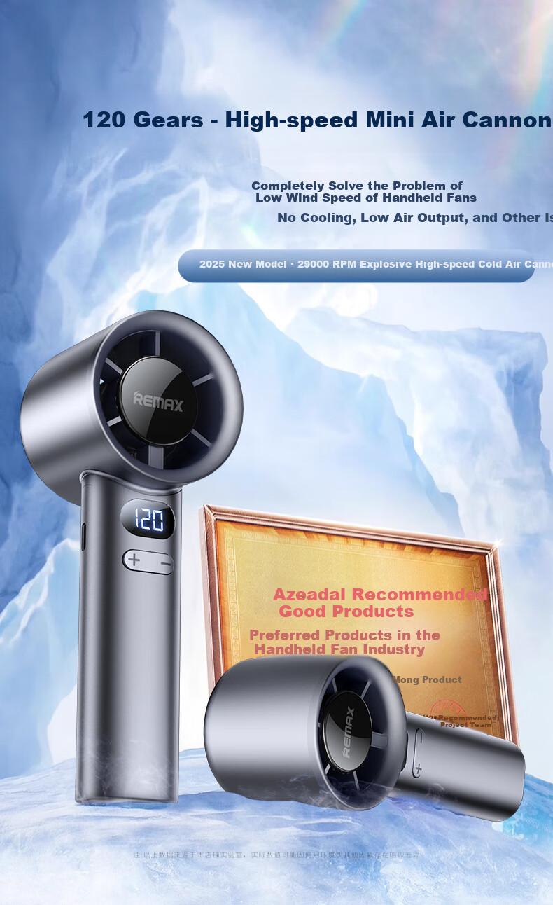 Azeada [2026 New Model | 120-Speed Powerful Airflow] High-Speed Handheld Fan, Mini Portable Desktop USB Fan, Neck-Hanging Long Battery Life Personal Small Electric Fan for Student Dormitory And Office 2