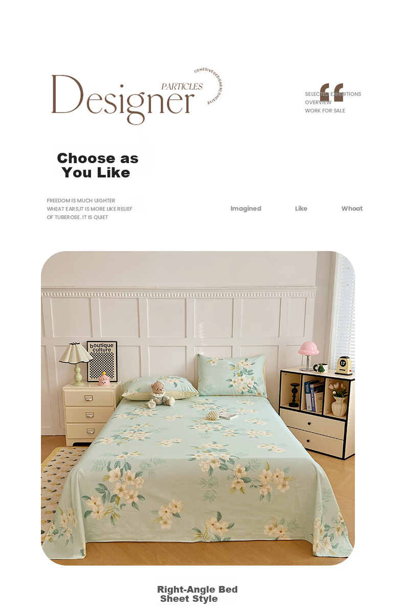 Hodo Pure Cotton Bed Sheet Single Piece, 100% Xinjiang Cotton, Thick Bed Cover for Student Dormitory, Gardenia Pattern, 160*230cm 7