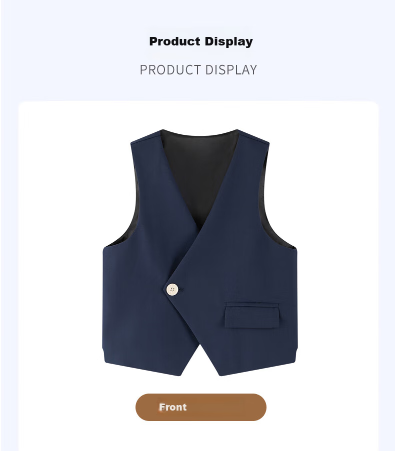 Yinuofang Children's Suit Set, Vest Set for Performances, Boys' Suit, Navy Blue Single-Breasted Vest Set, 160CM 11