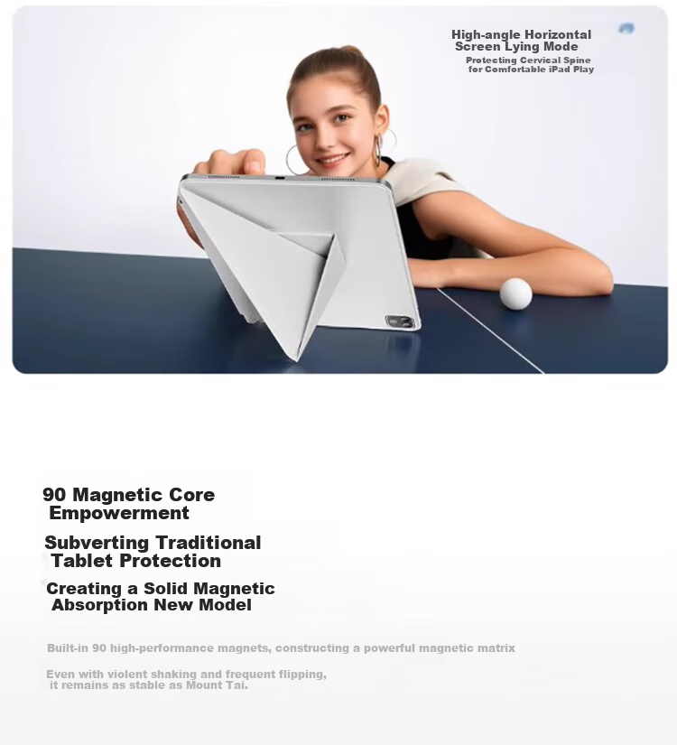 RBP Compatible with 2026 IPad Air 8 M4 Chip Protective Case, 11-Inch Air 7 5 64 Tablet Cover, K-Fold Strong Magnetic Double-Sided Clip Anti-Bend Horizontal And Vertical Support - Gray 5