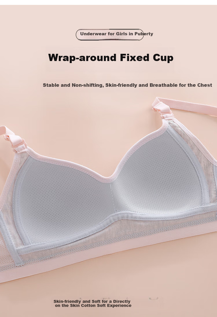 MiiOW Girls' Wireless Bra, Breathable Vest for Children, Seamless Underwear for Middle And High School Students in Puberty, Thin Style 6