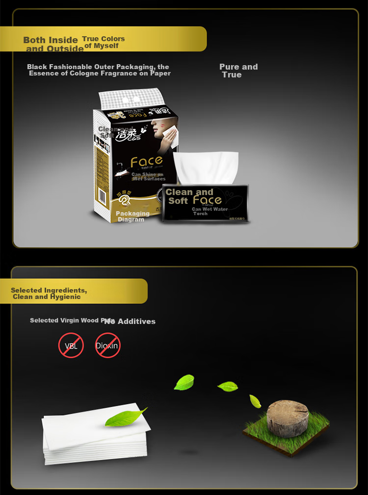 Jierou Facial Tissues, Black Face Cologne Scent, 3-Ply, 150 Sheets, 3 Packs, 16 Bundles (Large Size), BR060-01 Full Box 4