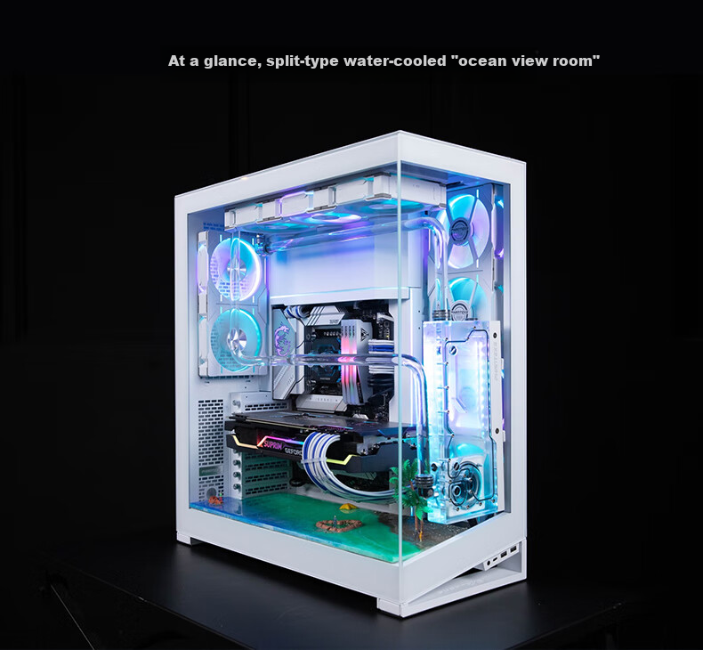 PHANTEKS NV7 White Panoramic View, Pillarless Panoramic Case (Replaceable I/O Ports, Supports 3x360 Water Cooling, ARGB Dual Long Graphics Cards, Dual Channel Light Control) 17