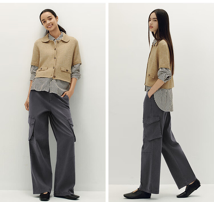 Semir [Mall Matching Style] X Marcus Collaboration Wide-Leg Pants for Women, Autumn Cargo Pants 101525127004 7