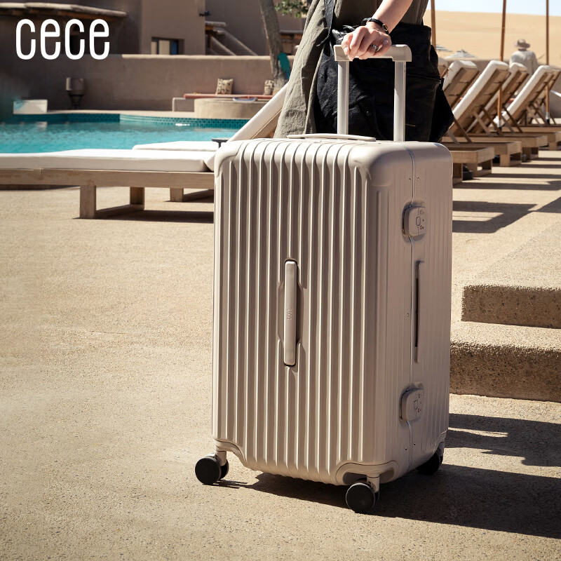 Чемодан Cece Large Capacity, алюминиевая рама, колеса 360, кодовый замок, цвет "Овсянка", 20 дюймов