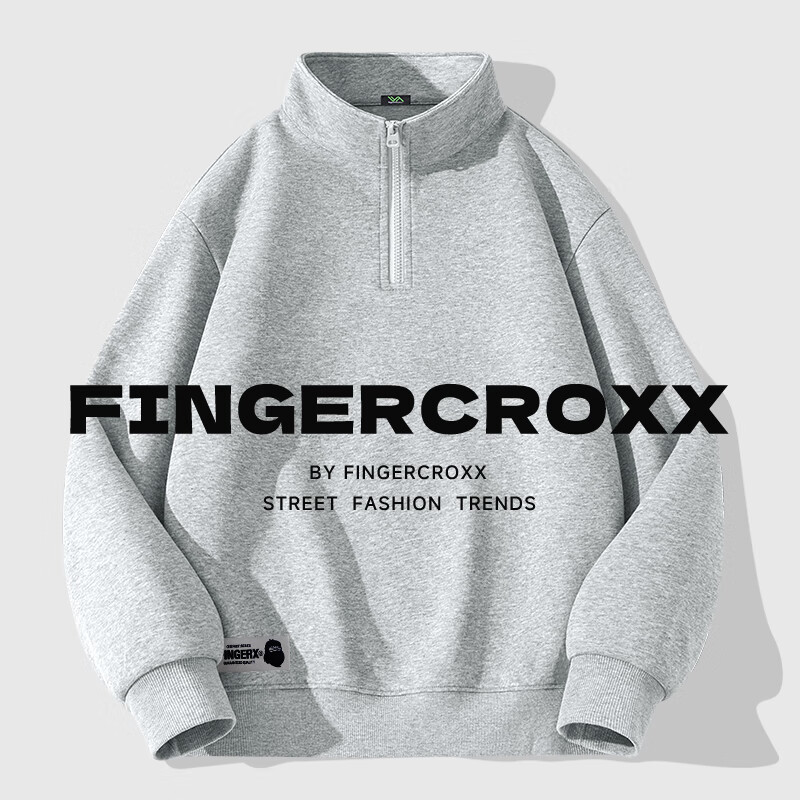 Мужская толстовка fingercroxx, трендовая американская свободная кофта, весенняя новинка, полуприталенная повседневная куртка, цвет "Флакс Грей", размер XL