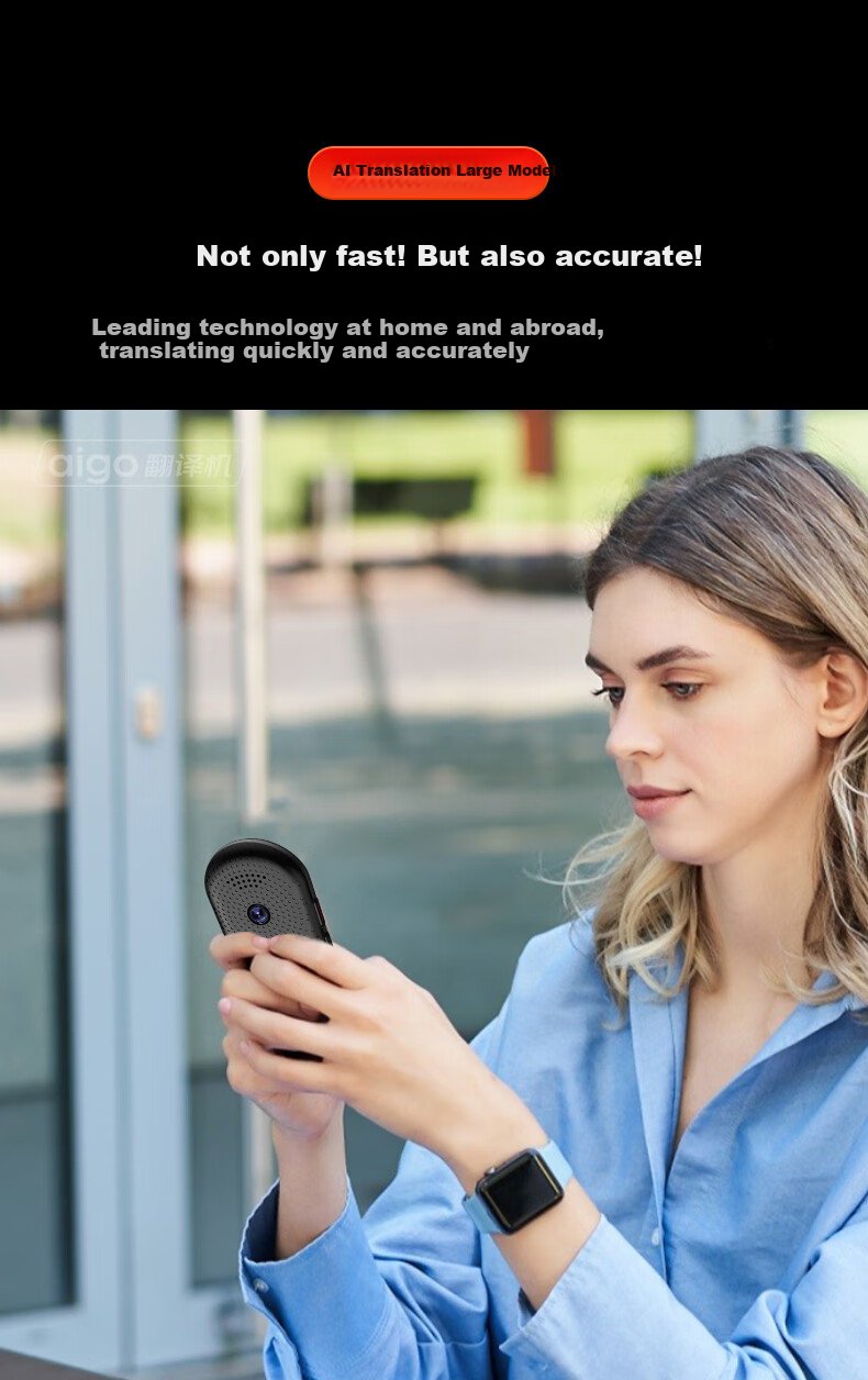 Aiguozhe Aigo Real-Time Translation Device, Multi-Language Offline Interpretation, Photo And Voice Translation, WiFi Connection, Smart Mini Portable Translator for Travel Abroad 2