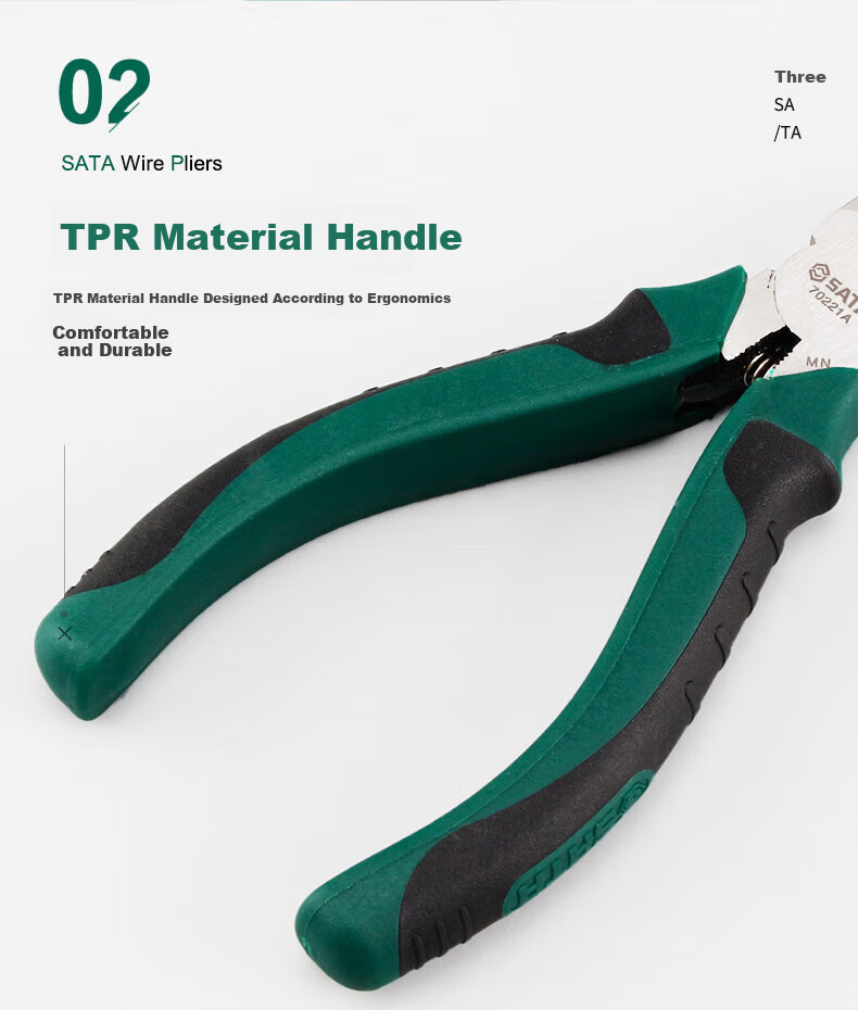 SATA 70221A Professional Japanese Diagonal Cutting Pliers, 5" 5 Inch 3