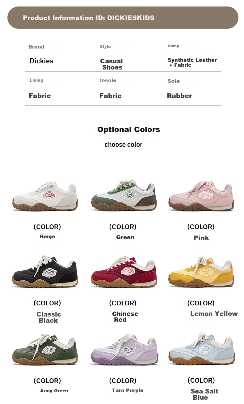 Dickies Girls' Training Shoes, Spring And Summer New Style, Children's Versatile White Sneakers, Student Fashion Casual Running Shoes 5