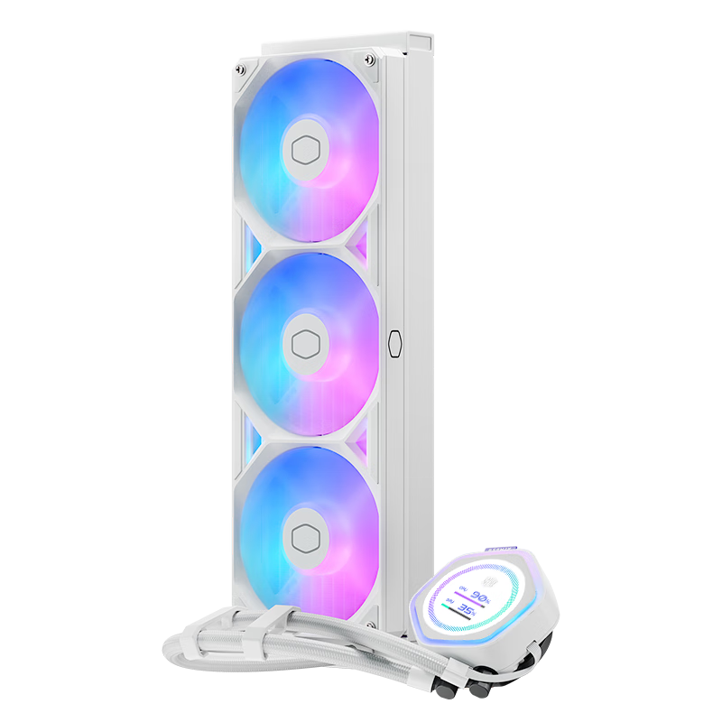 CoolerMaster Ice God G360 Dragon Shadow 2nd Gen White ARGB CPU Liquid Cooler 2.1-inch LCD Display Optimized Copper Base Water Channel Multi-Platform Mount ATMOS II