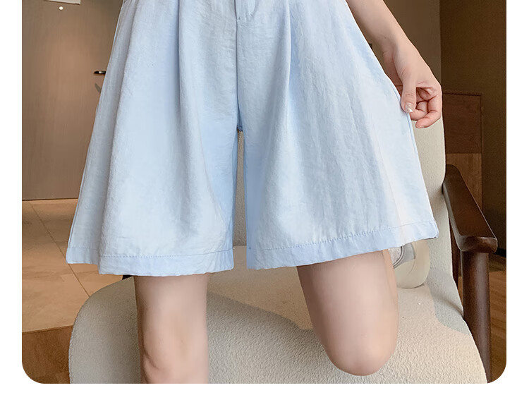 XUEXIMAN Puff Suit Shorts for Women, New Summer 2026 Style, Casual High-Waisted Draping Straight-Leg Slimming Wide-Leg Knee-Length Shorts 14