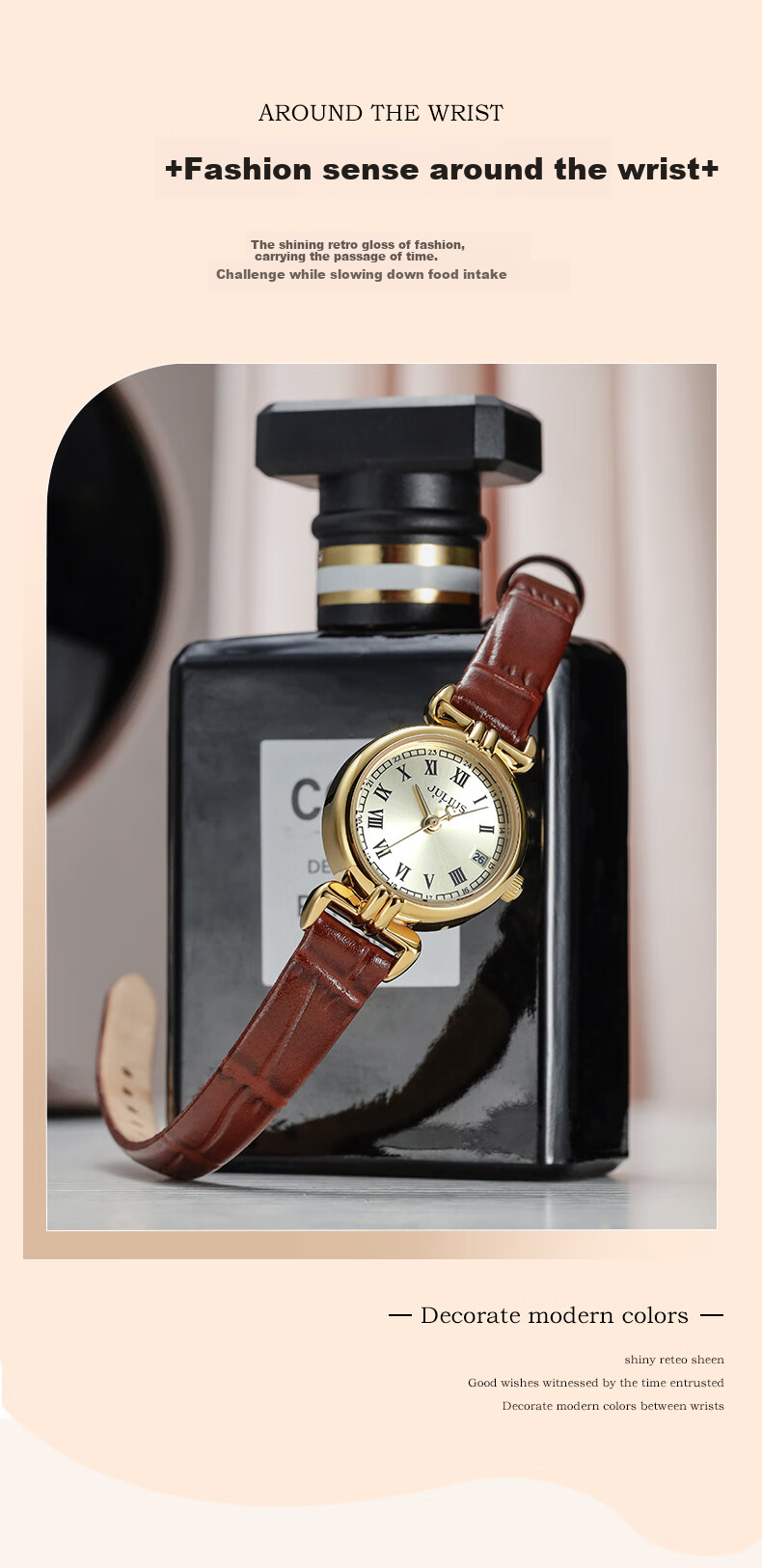 Julius Watch for Women, Korean Style Exquisite Small Square Zirconium Waterproof Quartz Student Ladies Watch, Wine Red JA-1064D 3