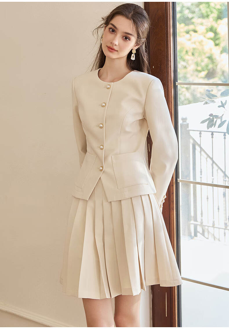 ROEYSHOUSE Women's Commuter Blazer 2026 Spring Intellectual Slim Fit Suit Jacket 11036 Apricot M 13