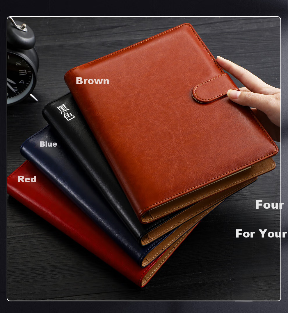 Longe Business Notebook, Loose-Leaf Journal, Detachable Notepad, Thickened Notebook, Simple Note-Taking Pad, Stationery, Meeting Record Book, Customizable, A5 Black 10