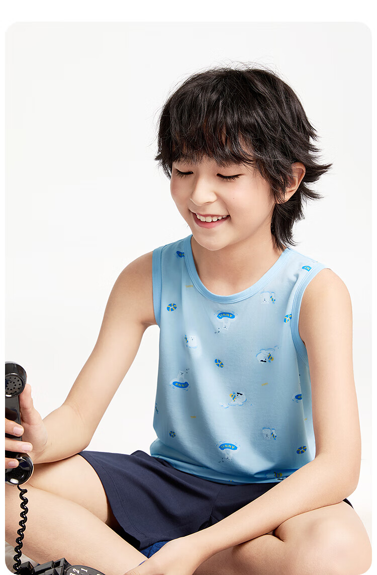 Annil Boys' Clothing Set, Home Wear Vest Set, 2025 Summer New Modal Breathable Elastic Pajamas And Pants 5