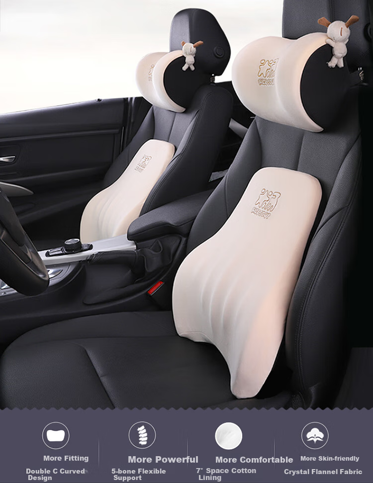 ICAROOM Car Headrest, Space Memory Foam Neck Support Pillow, All-Season Universal Car Cushio 2