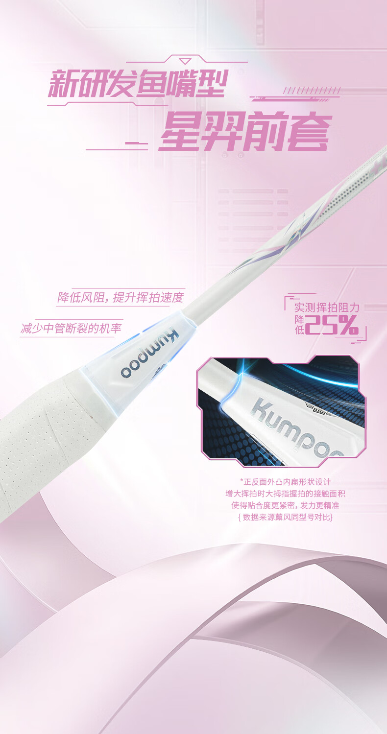 KUMPOO Badminton Racket, K520pro Upgraded Version, Xunfeng Full Carbon Ultra-Light Offensive Training Racket, K520pro+, Taoji 5U 2