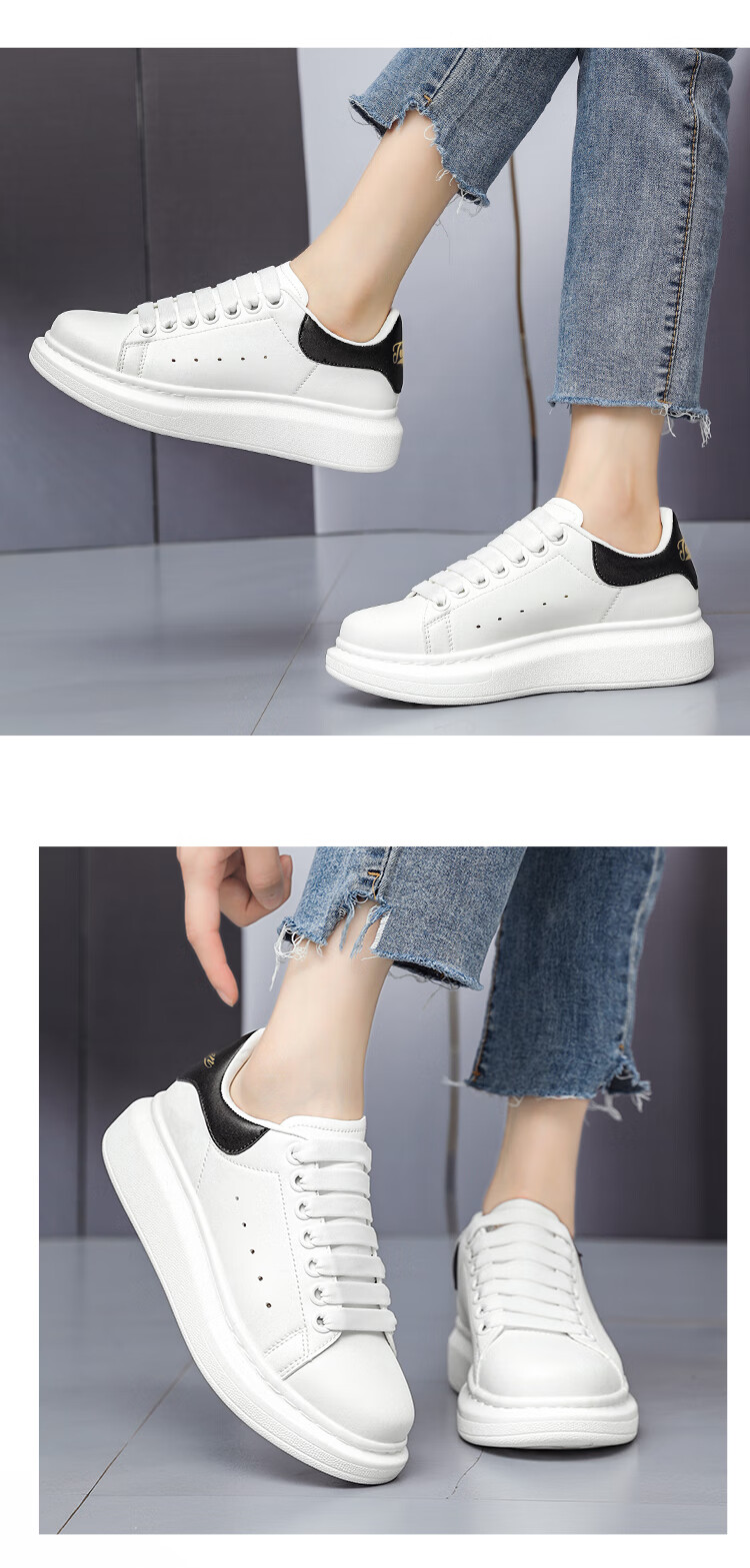 TonLion Women's Shoes, Autumn Thick-Soled White Sneakers, Casual Skateboard Shoes for Women, Versatile Sports Shoes, White And Black, Size 35 16