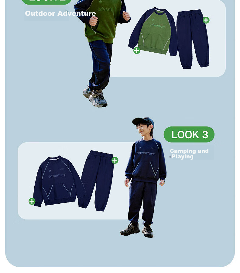 EBAER Children's Casual Sweatshirt Set Spring Outfit, Boys And Girls Top Jacket And Pants Two-Piece Set, Midnight Blue, Size 120 11