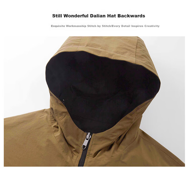 FIRS Double-Sided Hooded Jacket for Men, Spring And Autumn Zipper Windproof Rain-Resistant Adjustable Outdoor Commuter Coat 10