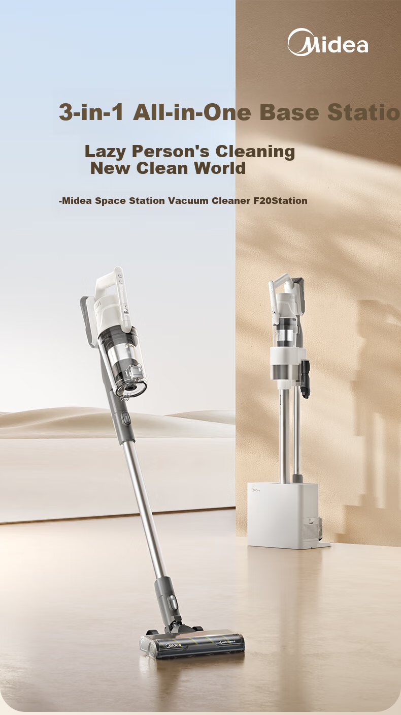 Midea Self-Collecting Dust Vacuum Cleaner F20S, Powerful Suction, Cordless Handheld, Self-Cleaning Station Vacuum Cleaner, Green Light Dust Indicator, Pet-Friendly, No Dust Buildup F20statio 1
