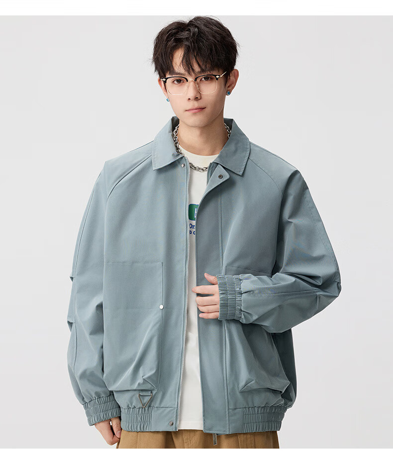 FAIRWHALE Men's Turn-Down Collar Jacket Spring Autumn New American Casual Loose Workwear Coat 2XL Earth Tone 11