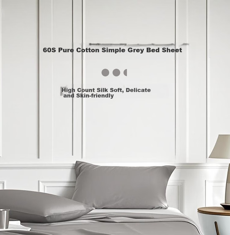 ZiiU Single Bed Sheet, 100% Xinjiang Pure Cotton Bed Cover, 245x270cm, Light Gray, Suitable for 1.8x2 Meter Bed 1
