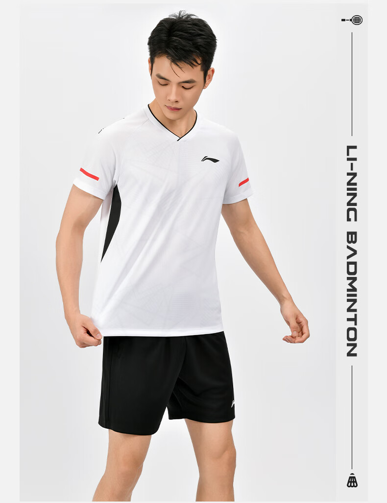 LI-NING Unisex Badminton Short Sleeve Match Set Two-Piece Club Series Sports Teamwear 5