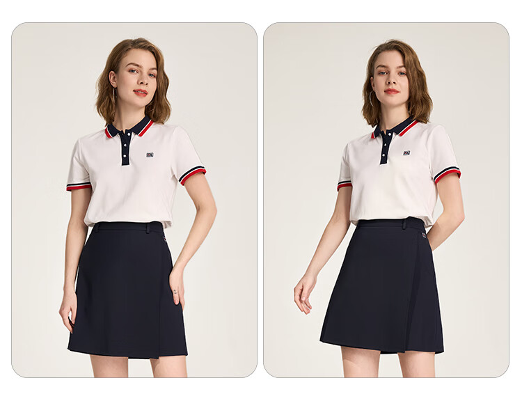 ELLE ACTIVE Casual Sports Short Sleeve Polo Shirt Women Commuter Versatile Color Block Slim Fit Collared Top White 2XL 10