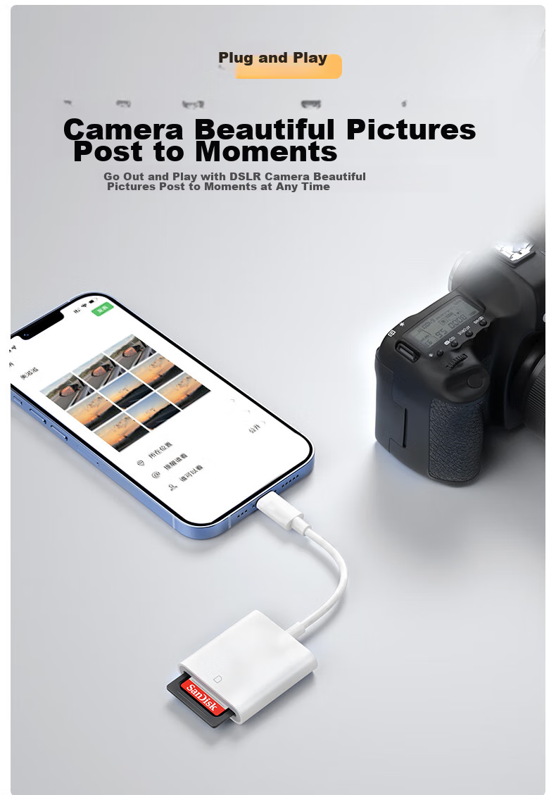 LinkStone Apple Phone Card Reader SD Card Camera Memory Card Storage Card Lightning Adapter Interface Compatible with IPhone13/14/iPad High-Speed Transfer 4